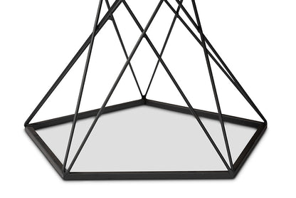 Baxton Studio Oberon Modern and Contemporary Black Finished Metal End Table with Faux Marble Tabletop