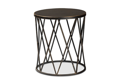 Baxton Studio Finnick Modern Industrial Antique Black finished Metal End Table