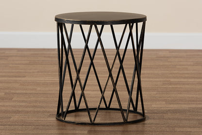 Baxton Studio Finnick Modern Industrial Antique Black finished Metal End Table