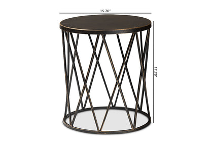 Baxton Studio Finnick Modern Industrial Antique Black finished Metal End Table