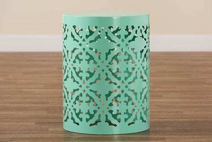 Baxton Studio Jamila Modern and Contemporary Aqua Finished metal Outdoor Side Table