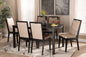 Baxton Studio Rosa Modern and Contemporary Sand Fabric Upholstered and Dark Brown Finished Wood 7-Piece Dining Set