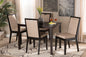 Baxton Studio Rosa Modern and Contemporary Sand Fabric Upholstered and Dark Brown Finished Wood 5-Piece Dining Set