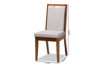 Baxton Studio Octavia Modern and Contemporary Grey Fabric Upholstered and Walnut Brown Finished Wood 2-Piece Dining Chair Set
