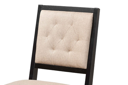 Baxton Studio Gideon Modern and Contemporary Sand Fabric Upholstered and Dark Brown Finished Wood 2-Piece Counter Stool Set