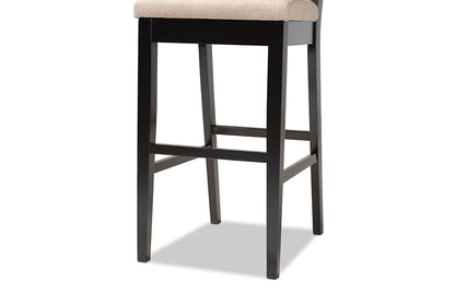 Baxton Studio Gideon Modern and Contemporary Sand Fabric Upholstered and Dark Brown Finished Wood 2-Piece Bar Stool Set