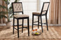 Baxton Studio Gideon Modern and Contemporary Sand Fabric Upholstered and Dark Brown Finished Wood 2-Piece Bar Stool Set