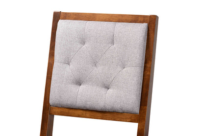 Baxton Studio Gideon Modern and Contemporary Grey Fabric Upholstered and Walnut Brown Finished Wood 2-Piece Bar Stool Set