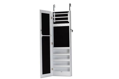 Baxton Studio Richelle Modern and Contemporary White Finished Wood Hanging Jewelry Armoire with Mirror