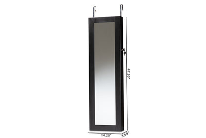 Baxton Studio Richelle Modern and Contemporary Black Finished Wood Hanging Jewelry Armoire with Mirror