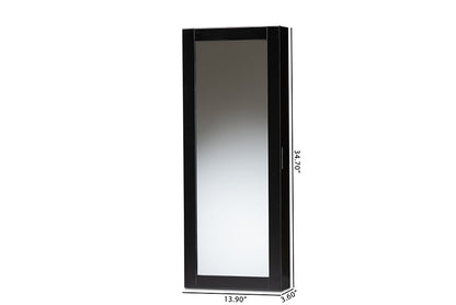Baxton Studio Pontus Modern and Contemporary Black Finished Wood Wall-Mountable Jewelry Armoire with Mirror