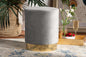 Baxton Studio Chaela Contemporary Glam and Luxe Grey Velvet Fabric Upholstered and Gold Finished Metal Ottoman