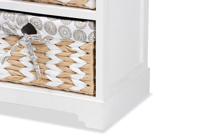 Baxton Studio Rianne Modern Transitional White Finished Wood 3-Basket Storage Unit
