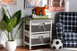 Baxton Studio Terena Modern Transitional Two-Tone Walnut Brown and White Finished Wood 2-Basket Storage Unit