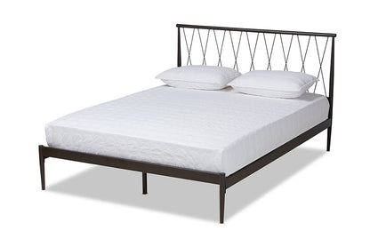 Baxton Studio Nano Modern and Contemporary Black Finished Metal Queen Size Platform Bed