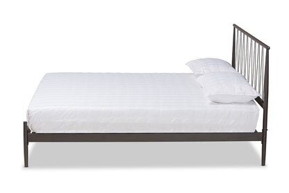 Baxton Studio Samir Modern Industrial Black Finished Metal Queen Size Platform Bed