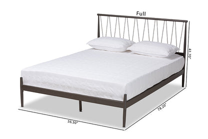 Baxton Studio Samir Modern Industrial Black Finished Metal Queen Size Platform Bed