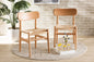 Baxton Studio Raheem Mid-Century Modern Brown Hemp and Wood 2-Piece Dining Chair Set