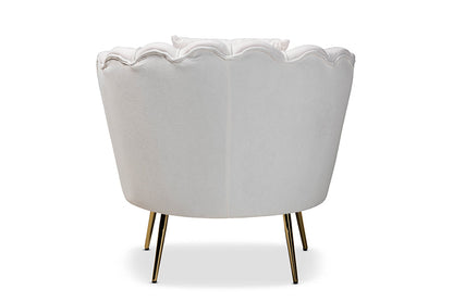 Baxton Studio Garson Glam and Luxe Beige Velvet Fabric Upholstered and Gold Metal Finished Accent Chair