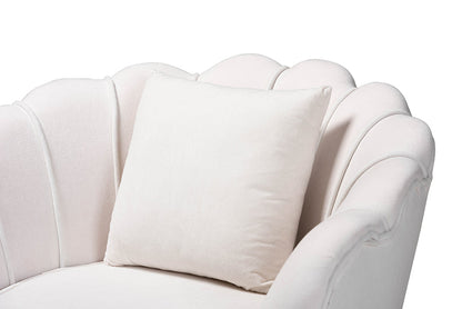 Baxton Studio Garson Glam and Luxe Beige Velvet Fabric Upholstered and Gold Metal Finished Accent Chair