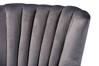 Baxton Studio Relena Classic and Traditional Grey Velvet Fabric Upholstered and Dark Brown Finished Wood Armchair