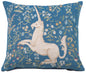 Licorne Fleuri Blue French Cushion