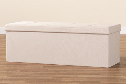 Baxton Studio Haide Modern and Contemporary Beige Fabric Upholstered Storage Ottoman