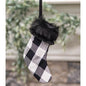 White Buffalo Check and Faux Fur Stocking Ornament (Pack of 4)