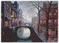 Meeting on a Bridge Stretched Wall Tapestry