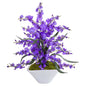 Dancing Lady Orchid Artificial Arrangement in White Vase