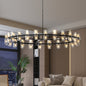 Luxury Crystal Chandelier | Double-Ring LED Ceiling Light for Living Room & Dining Room — Black or Gold, Round or Rectangular