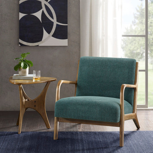 Mid-Century Modern Lounge Chair | Solid Rubberwood Frame with High-Density Foam & Textured Upholstery