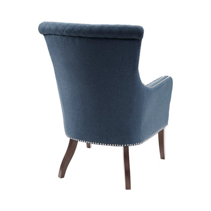 27" Blue Accent Chair | Quilted Back, Silver Nailhead Trim & High-Density Foam — Modern Style for Living Room
