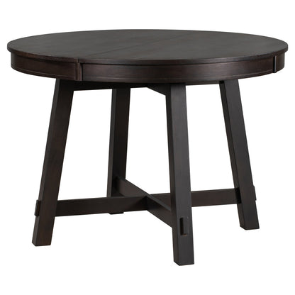 Vistaro Extendable Round Farmhouse Dining Table — Wood Grain / Black