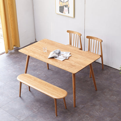 Solid Oak Dining Bench with Half-Round Ends | 47" Wide Seat for 2–3 People — Natural Wood Finish with Metal Reinforcement