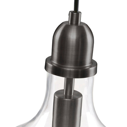Bell Glass Pendant Light – Gold, Bronze or Silver Metal Base, Clear Glass Shade & Adjustable Cord | 9" Dia