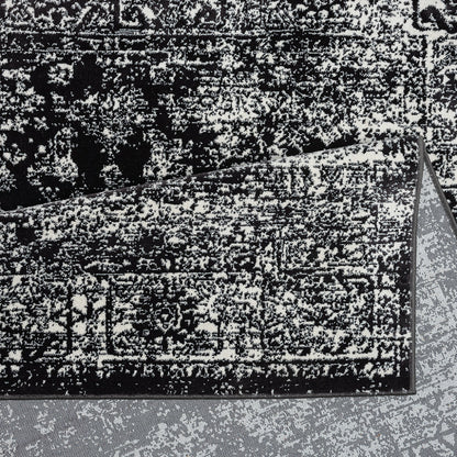 8×10 Distressed Vintage Persian Area Rug | OEKO-TEX Certified Woven Black & Cream Design — Non-Slip, Stain & Fade Resistant, Made in Turkey