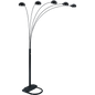 5-Arm Arc Floor Lamp – Adjustable Dome Heads, 3-Way Switch & Tip-Resistant Base | Black, Gold, Nickel & White