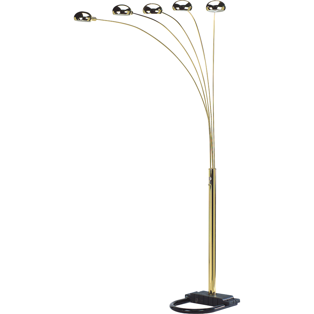 5-Arm Arc Floor Lamp – Adjustable Dome Heads, 3-Way Switch & Tip-Resistant Base | Black, Gold, Nickel & White