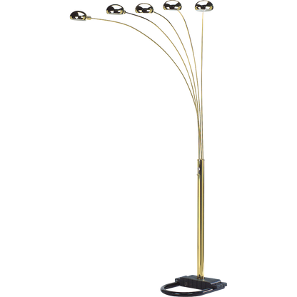 5-Arm Arc Floor Lamp – Adjustable Dome Heads, 3-Way Switch & Tip-Resistant Base | Black, Gold, Nickel & White
