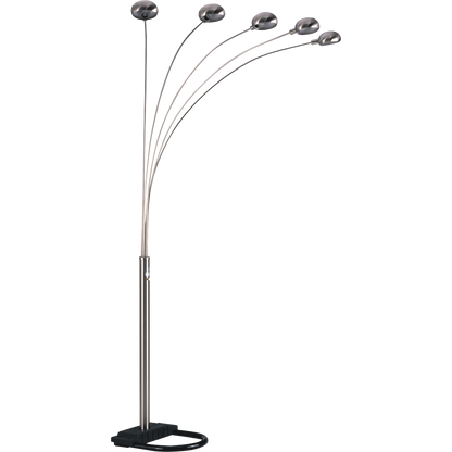 5-Arm Arc Floor Lamp – Adjustable Dome Heads, 3-Way Switch & Tip-Resistant Base | Black, Gold, Nickel & White