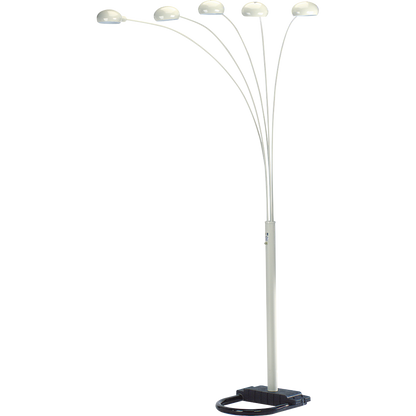 5-Arm Arc Floor Lamp – Adjustable Dome Heads, 3-Way Switch & Tip-Resistant Base | Black, Gold, Nickel & White