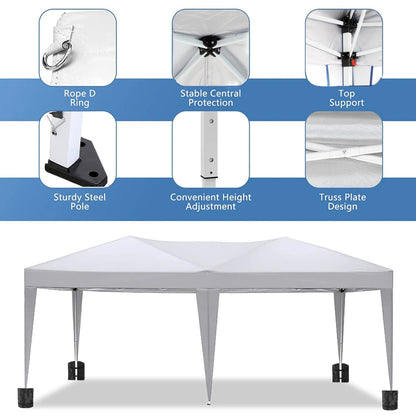 10×20 FT Pop-Up Canopy Tent | Easy No-Tool Setup with 6 Removable Sidewalls, Weight Bags & Carry Bag — White / Black
