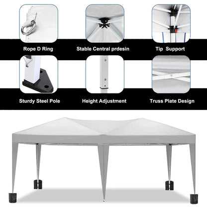 10×20 FT Pop-Up Canopy Tent | Easy No-Tool Setup with 6 Removable Sidewalls, Weight Bags & Carry Bag — White / Black