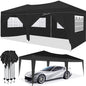 10×20 FT Pop-Up Canopy Tent | Easy No-Tool Setup with 6 Removable Sidewalls, Weight Bags & Carry Bag — White / Black