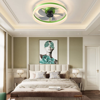 Flush Mount Ceiling Fan with Dimmable LED Light – Slim Embedded Design, Remote Control & Ultra-Quiet 21dB Motor