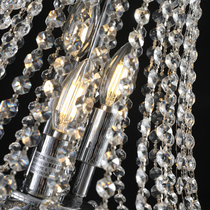 20" K9 Crystal Chandelier | 11-Light Modern Pendant with Adjustable Height 33"–71" — Chrome or Gold, Living Room, Dining Room & Staircase