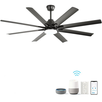 66" Smart Ceiling Fan with LED Light | 8-Blade Dimmable Fan with DC Motor, Remote, App & Voice Control — Alexa & Google Home Compatible