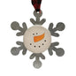 Snowman Head Metal Snowflake Ornament  (Pack of 4)