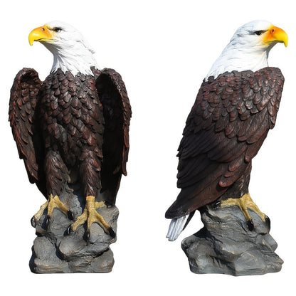Large Bald Eagle Garden Statue | 24.4" Hand-Painted American Eagle Sculpture — Patriotic Indoor & Outdoor Decor